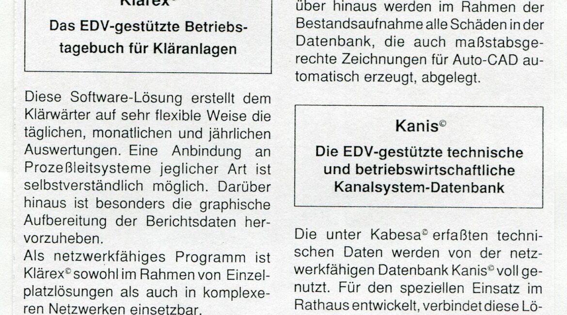 www.cmsattler.com - Claus Michael Sattler 1992.01.05 AEG-News Klaerex Kabesa Kanis